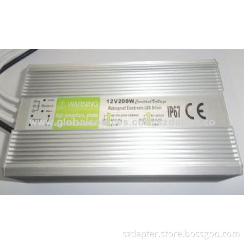 LED Driver, 12/24V, 200W, IP67, CE- and RoHS-marked
